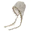 Gorro bohemio con borla de conchas y diseño calado para mujer, delgado y transpirable para primavera y verano, hace que la cara se vea más pequeña