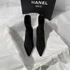Botines Negros de Tacón Alto Chuyuji para Mujer, Estilo Nuevo Invierno 2026, Punta Fina, Botines Elásticos Ajustados, Tacón Delgado, Botines de Gamuza