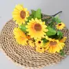 13 cabeças haste única girassol pequeno simulação decoração de casa flores artificiais flores de seda adereços de fotografia flor girassol simulação