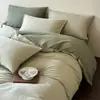 Juego de cuatro piezas de algodón puro cepillado de color liso, estilo simple de lujo engrosado para otoño e invierno, funda de edredón de algodón puro, sábana, sábana bajera, ropa de cama