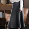 Nova saia midi de lã, peso pesado, saia plissada para mulheres, espessa, macia e quente, elegante