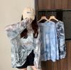 Ropa de Protección Solar de Malla Verano Nuevo Comercio Exterior Casual Casual Estampado Jersey Manga Larga Camiseta Top para Mujer Perspectiva