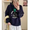 Moletom com Capuz Espesso Forrado com Fleece, Inspirado em Design, para Outono e Inverno, Novo 2025, Jaqueta Curta Solta Estilo Coreano para Mulheres