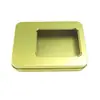 En stock: Caja de hierro pequeña con ventana completa para unidad USB, embalaje cuadrado, caja de hierro para coche, música, disco USB, caja de hierro para unidad USB digital