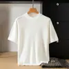 Nuevo suéter de punto de manga corta de color liso, cuello medio alto, de punto, para hombre, de otoño e invierno, estilo casual holgado, camisa base de talla grande