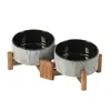 Tigela Dupla de Cerâmica de Alta Qualidade para Cães Pequenos e Médios, Tigela para Gatos, Mesa de Jantar com Proteção para o Pescoço