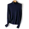 Suéter de malha com textura, 60 contagens de lã Yangzi fiada fina, gola alta, corte justo, camada base para mulheres, top estilo outono e inverno