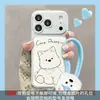 Funda de teléfono con diseño de cachorro lindo para Apple 18pm, iPhone 16, estilo coreano, diseño lindo, 17 con cordón, 14 con textura de cuero, 13