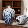 Jingdezhen Florero Cerámico Azul y Blanco Pintado en Oro Estilo Chino Nuevo Flor de Orquídea Pintada a Mano Florero Decorativo Adornos para Arreglos Florales del Hogar Venta al por Mayor