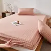 Lençol de baixo de peça única simples classe A modelo novo 100% algodão tingido em fio algodão lavado, Colcha de cama xadrez cor sólida estilo japonês 100% algodão