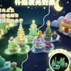 Nuevas pegatinas luminosas Sanrio Jenga 3D en relieve para decoración de escenas, pegatinas decorativas de dibujos animados de cristal tridimensional para cuadernos