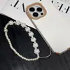 Cadena para Teléfono Móvil de Perlas Funda de Cadena de Perlas para Muñeca Cámara CCD Cadena Colgante Correa Anti-Pérdida Llavero Colgante para Mujeres