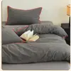 Conjunto de Cama de Algodão Puro Xadrez Casual Quatro Peças 100% Algodão Cobertura de Colcha para Dormitório Estudantil Conjunto de Três Peças para Todas as Estações 4