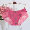 Calcinha Feminina de Renda Respirável Atraente Ultra-Fina para o Verão, Cintura Baixa Sexy com Recortes Estampada, Cintura Média-Baixa