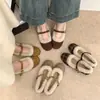 Zapatos de Algodón con Terciopelo Flocado 2026 Plus Zapatos Mary Jane Zapatos Peludos para Mujer Correa Única Estilo Nuevo Color Sólido Invierno Cálido Punta Cuadrada