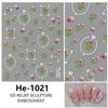 Redanco nuevo 5D relieve explosiones flor de tulipán concha luz pegatinas de uñas estéreo pegatinas de uñas He-1021