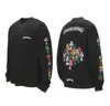 Versión Correcta de 25S Marca de Moda Corazón Cromado Algodón Puro de Doble Hilo de Alta Calidad Camiseta de Manga Larga Estampada para Hombre y Mujer