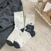 Outono e Inverno Novo Cinza Fair Isle Meias Quentes de Lã Gato Fofo Atacado Ins Cinza Meias Femininas