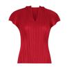 Miyake Color Puro Clásico Primavera y Verano Nuevo Versátil Camiseta Mujer Básica Ajustada Cuello en V Sin Mangas Top Básico