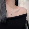 Collar de Diamantes de Plata Esterlina 925 Negro Trébol de Cuatro Hojas de la Suerte para Mujer Nicho Lujo Ligero Ins Versátil Moda Cadena Clavícula Venta al por Mayor
