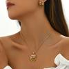 Juego de Collar y Aretes estilo Academia coreano estilo Mori de Xiaozhong para combinar con todo, con incrustaciones de gemas, cadena larga para clavícula, aretes para mujer