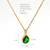 Collar de acero inoxidable con forma de gota de agua y circonita con esmeralda y diamante blanco, cadena para la clavícula de estilo nicho de lujo ligero, joyería simple y elegante para mujer