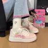 Primavera/Verão 2026 Estilo Doce Desenho Animado Sapatos Brancos Femininos Plataforma de Solado Grosso Sapatos Esportivos Versáteis para Estudantes Sapatos Casuais