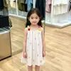 Vestido de suspensório infantil para meninas com alças de bolinhas coloridas tridimensionais e estampa de animal em desenho animado, vestido de verão respirável para meninas pequenas