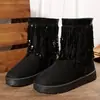 Novas Botas de Franjas Estilo Coreano Acima do Joelho com Bico Redondo em Camurça e Aumento Interno de Altura, Prontas para Venda
