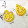 Tienda de Oro Mismo Estilo Oro Antiguo Incrustado Diamante Amarillo Dios de la Riqueza Brújula Colgante Giratorio Amarillo Dios de la Riqueza Brújula Colgante Cadena para Suéter
