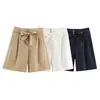 Shorts Casuales Elegantes de Cintura Alta Plisados Estilo Europeo y Americano Transfronterizo Moda Nueva 2026 con Cinturón de Lazo 8372225