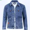Jaqueta Jeans Masculina Folgada Nova Primavera 2025 Workwear Jaqueta Jeans Masculina Moderna Plus Size Gola Pontiaguda