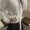2026 Inverno Novo Bonito Estampado Moda Versátil Simples Casual Alta Qualidade Texturizado Bolsa de Ombro Único Transversal de Mão
