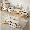 Rack de TV Estilo Cream, Moderno e Simples, para a Sala de Estar, Novo Modelo para Apartamentos Pequenos, Combinação de Mesa de Centro e Rack de TV de Piso