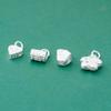 Plata Pura 999 Chapado Colgante Forma de Corazón Doble Cara Flor de Durazno Candado de Seguridad para Colgante Material de Accesorios de Plata para Cuerda de Cuentas DIY
