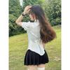 Uniforme Jk Verão Estilo Preppy Manga Bufante Branco Camisa Terno Design Nicho Cintura Sexy Camisa de Manga Curta para Mulheres