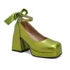Zapatos de Tacón Grueso Altos 2026 para Mujer, Cómodos para Primavera y Otoño, Zapatos Mary Jane de Una Correa, Puntera Cuadrada, Plataforma, Zapatos de Mariposa