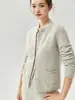 Top de punto base de cachemira y seda de morera para mujer, un suéter suave y estilizado, versátil y fácil de combinar, en un color blanco cremoso con cuello redondo