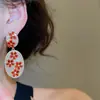 Brincos Pendentes Florais de Pedra Preciosa Vermelho Vinho, Brincos Elegantes Estilo Palácio, Brincos de Luxo Leve de Alta Qualidade para Mulheres