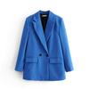20 Colores Primavera y Otoño Moda Callejera Europea y Americana Traje Casual Urbano Suelto Simple de Dos Hebillas Chaqueta de Mujer Color Sólido