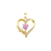 Cobre Ouro Formato de Coração Estilo Japonês e Coreano Suave e Elegante DIY Joias Feitas à Mão Cobre Zircônia Micro-Incustado Pingente Acessório