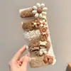 Pinzas para el pelo de felpa de color marrón melardo para otoño e invierno, pinzas laterales, accesorios para el pelo para niñas, pinzas BB, pasadores