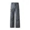 Muqiu Moda Masculina 2026 Novas Calças de Trabalho Lavadas Estilo Retrô Americano para Homens, Caimento Solto, Calças Casuais A-line Desbotadas