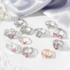 Anillo de flor de circón de doble capa japonés y coreano, diseño de nicho INS femenino, anillo de dedo índice incrustado de diamantes de lujo ligero, ajustable