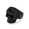 Anillo de Acero Inoxidable con Flores y Calaveras Estilo Retro HIPHOP Europeo y Americano Transfronterizo Joyería de Mano Personalizada de Nicho para Hombres