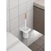 Cepillo para Inodoro de Nogal Baño Mango Largo Cepillo para Inodoro Montaje en Pared sin Agujeros con Base