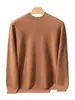 Suéter 100% cachemir puro para hombre, suéter de punto liso con cuello semi-alto, suéter de negocios de lujo ligero, nueva camiseta térmica cálida