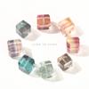 Joyería Jingdian, accesorios de azúcar cuadrados con corte de fluorita de color natural, bricolaje, semiacabados, accesorios cuadrados con un solo agujero pasante, venta al por mayor