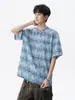 Camiseta Tie-Dye Transfronteiriça para Homens, Novo Design de Verão, Marca Casual da Moda, Manga Curta, Respirável, Marca da Moda, Top Soltinho de Meia Manga