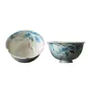 Juego de té de cerámica pintado a mano bajo vidriado azul con motivos de peces y lotos, que incluye un gaiwan, tetera, taza de maestro, taza de té, taza de degustación, quemador de incienso y soporte para tetera